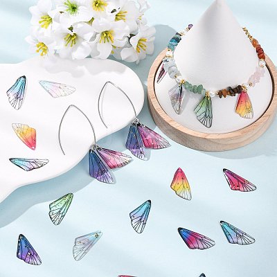 28Pcs 7 Colors Transparent Resin Pendants RESI-FS0002-45-1