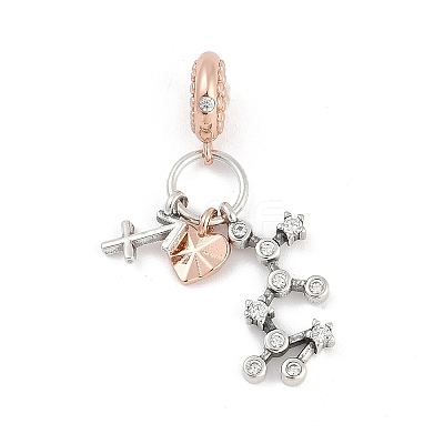 Brass Pendants with Cubic Zirconia European Beads LS-KK-Q015-01K-1