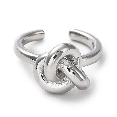 Rack Plating Brass Knot Open Cuff Rings for Women RJEW-Q777-06P-1
