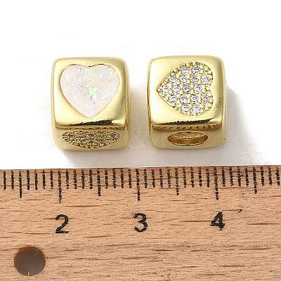 Rack Plating Brass Micro Pave Cubic Zirconia Beads KK-P268-01G-02-1