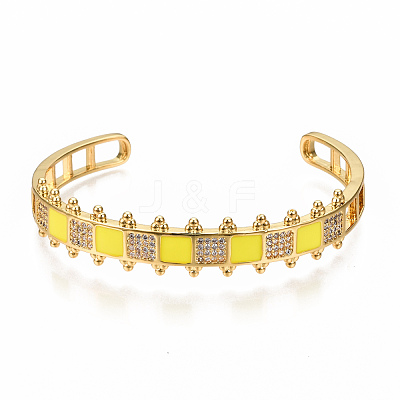 Brass Micro Pave Clear Cubic Zirconia Cuff Bangles BJEW-N302-006G-NF-1