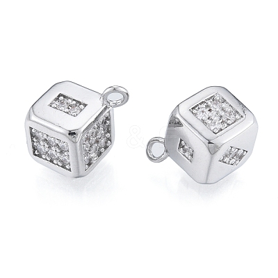 Brass Micro Pave Clear Cubic Zirconia Charms KK-N216-561P-1