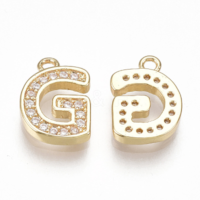 Brass Cubic Zirconia Charms KK-S348-330G-1