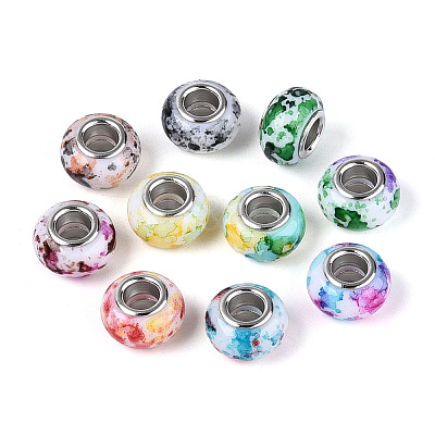 Printed Acrylic European Beads GPDL-N006-01A-02-1