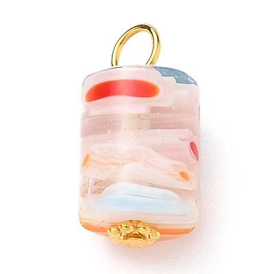 Column Handmade Millefiori Glass Lampwork Charms X-PALLOY-JF00552-1