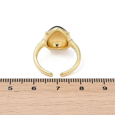 Brass Enamel Cuff Rings for Women RJEW-A059-03G-1