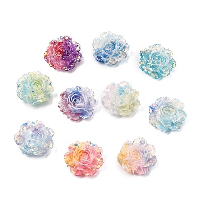 Two Tone Opaque Resin & Glitter Powder Cabochons RE-CBA7537-03-1