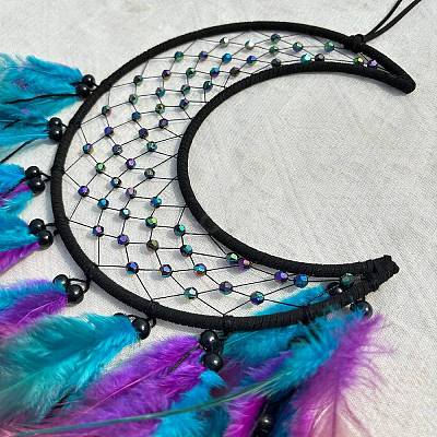 Iron Woven Web/Net with Feather Pendant Decorations PW-WGCA487-01-1