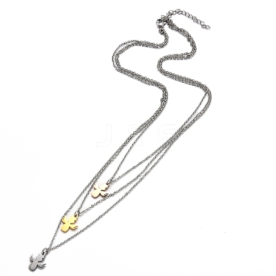 304 Stainless Steel 3 Layer Necklaces NJEW-L458-042M-1