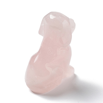Natural Rose Quartz Carved Healing Dog Figurines DJEW-F025-01E-1