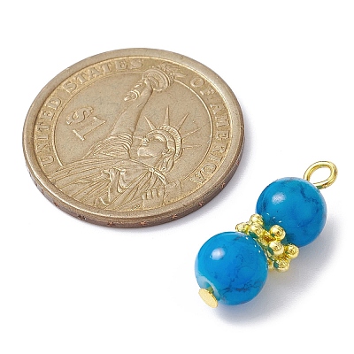 Baking Paint Glass Round Beaded Pendant PALLOY-JF02270-02-1