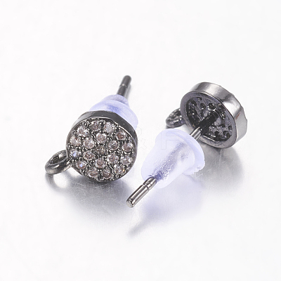 Brass Micro Pave Cubic Zirconia Stud Earring Findings ZIRC-E132-11B-B-1