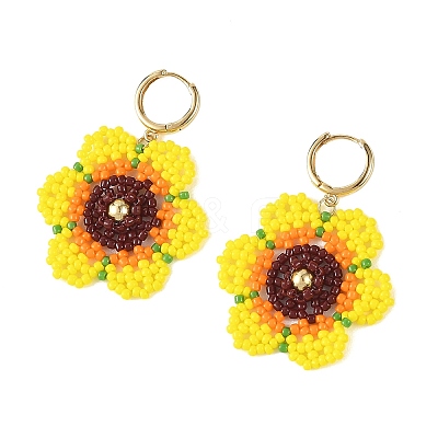 Glass Seed Bead Hoop Dangle Earrings EJEW-MZ00772-1