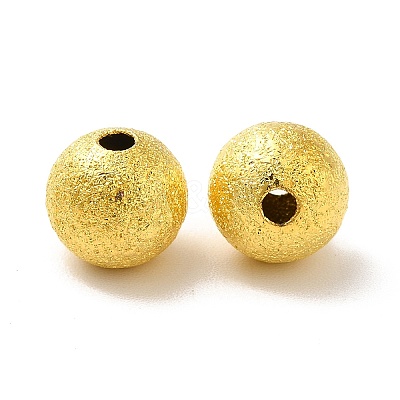 8mm Golden Color Brass Round Spacer Textured Beads X-EC225-G-1