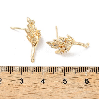 Brass Micro Pave Cubic Zirconia Stud Earring Findings KK-E107-11G-1