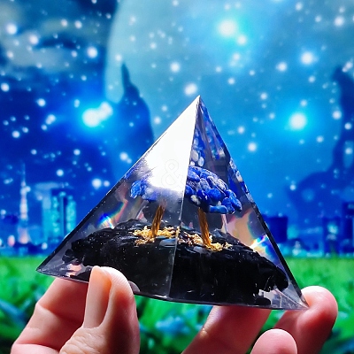 Orgonite Pyramid Resin Display Decorations TREE-PW0001-63B-1