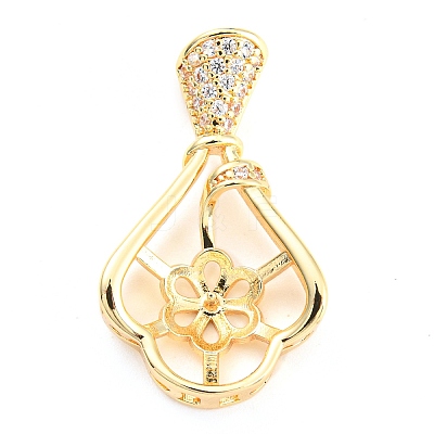 Brass Micro Cubic Zirconia Peg Bail Charms KK-Q794-04D-G-1