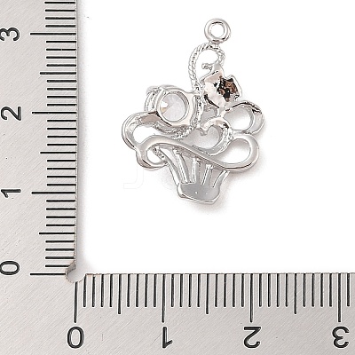 Brass Inlay Clear Glass Pendants KK-S388-30P-1