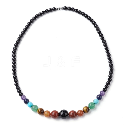 Natural Mixed Gemstone Graduated Beaded Necklace NJEW-JN04483-1