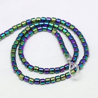 Electroplate Non-magnetic Synthetic Hematite Beads Strands G-J163-3x3mm-07-1