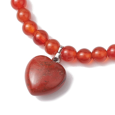 2pcs 2 Styles 6mm Round & Chip Natural Red Agate Beaded Stretch Bracelet Sets BJEW-TA00517-01-1