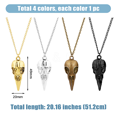 4Pcs 4 Colors Alloy Pendant Necklaces Set NJEW-FI0001-53-1