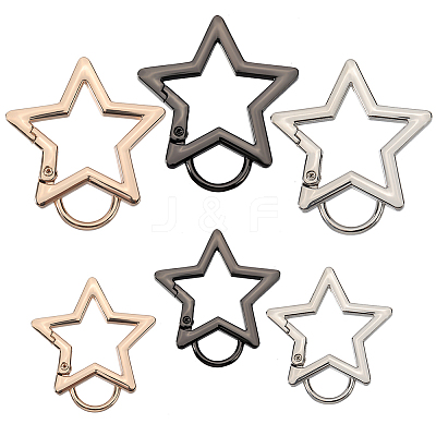 6Pcs 6 Styles Zinc Alloy Spring Gate Rings FIND-GF0007-55-1