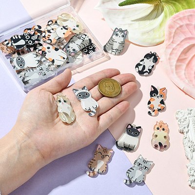 30Pcs 15 Styles Acrylic Pendants OACR-CJ0001-96-1