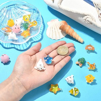 20Pcs 10 Styles Ocean Theme Resin Pendants RESI-CJ0003-52-1