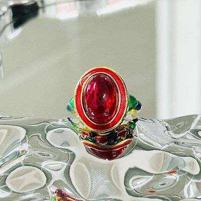 Oval Lab Grown Red Corundum Rings FS-WG323B2-01-1
