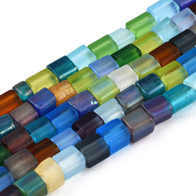 Transparent Frosted Glass Bead Strands GLAA-N047-08-B01-1