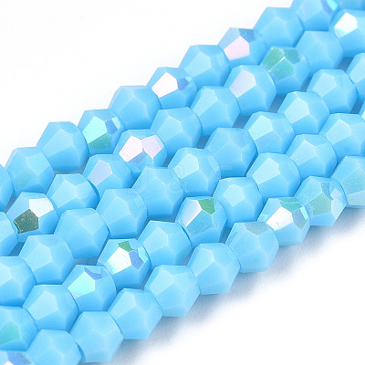 Opaque Solid Color Electroplate Glass Beads Strands EGLA-A039-P2mm-L12-1
