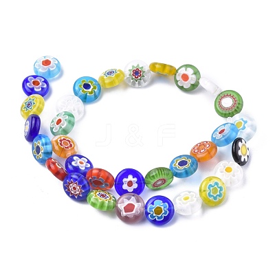 Flat Round Handmade Millefiori Glass Beads X-LK-R004-21-1