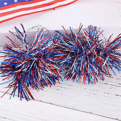 Independence Day Plastic Shiner & Alloy Hoop Earrings WG81119-02-1