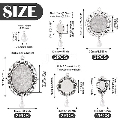 10Pcs 5 Style Alloy Pendant Cabochon Settings HJEW-TAC0120-1