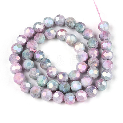 Anti-Tarnish Electroplate Glass Beads Strands EGLA-T021-8mm-15-06-1