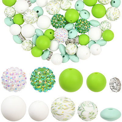 64Pcs Round & Rondelle Food Grade Eco-Friendly Silicone Beads SIL-SP0001-19B-1