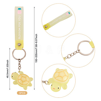 3Pcs PVC Tortoise Pendant Keychains KEYC-TADJ0001-02A-1