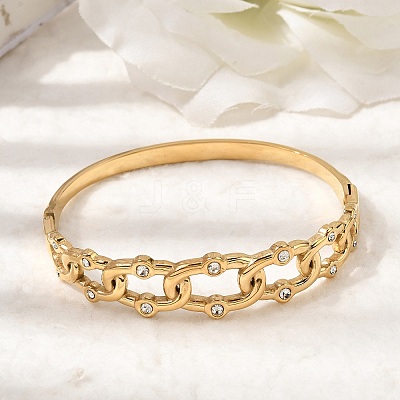 304 Stainless Steel Rhinestone Hinged Bangles for Women BJEW-B168-19G-1