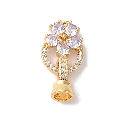 Brass Micro Pave Cubic Zirconia Fold Over Clasps KK-B098-08G-03-1
