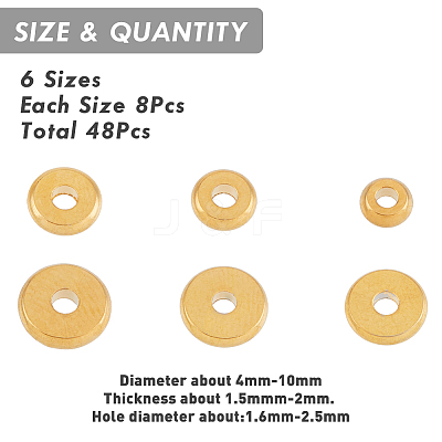 48Pcs 6 Styles Brass Spacer Beads KK-HY0001-41-1