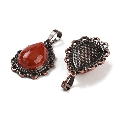 Natural Red Jasper Teardrop Pendants G-K363-01R-01-1