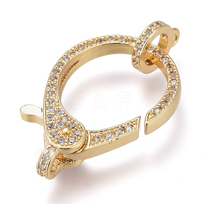 Brass Micro Pave Cubic Zirconia Lobster Claw Clasps ZIRC-M108-14A-G-1