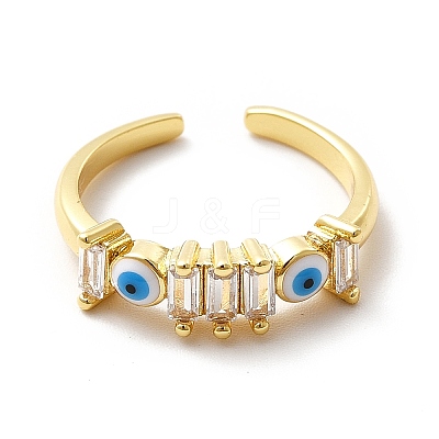 Enamel Evil Eye & Cubic Zirconia Open Cuff Ring KK-H439-40A-G-1
