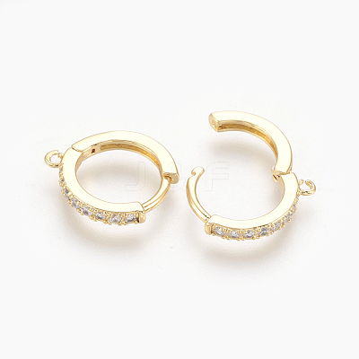 Brass Micro Pave Cubic Zirconia Huggie Hoop Earring Findings X-KK-O112-13G-1