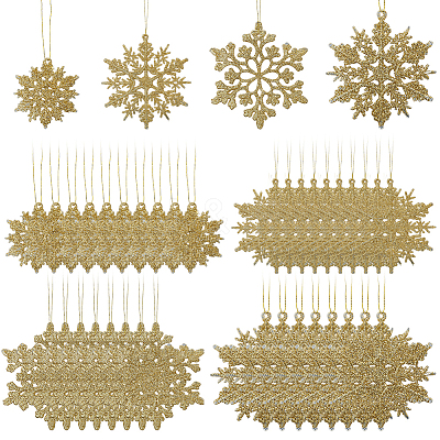 36Pcs Snowflake Plastic Pendant Decorations DIY-CP0013-33C-1