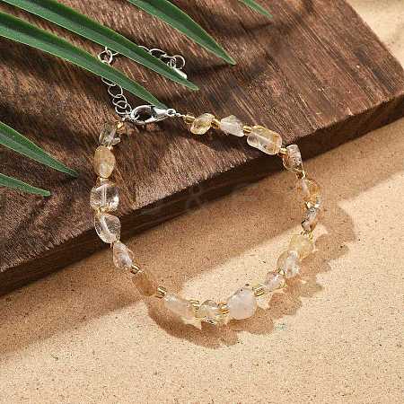 Natural Rutilated Quartz Chips Bracelets for Women BJEW-H623-01S-01-1