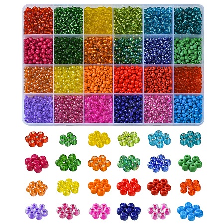 288G 24 Styles Glass Seed Beads SEED-FS0001-26D-1