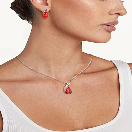 Alloy Rhinestone Pendant Necklace & Stud Earring Sets SJEW-LP0001-46B-1