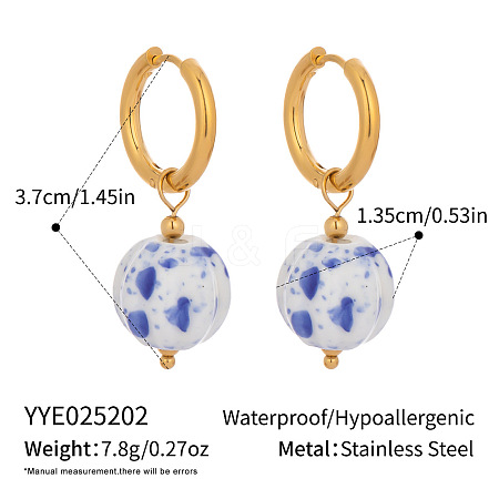 Stainless Steel Ceramic Hoop Earrings AZ9482-4-1